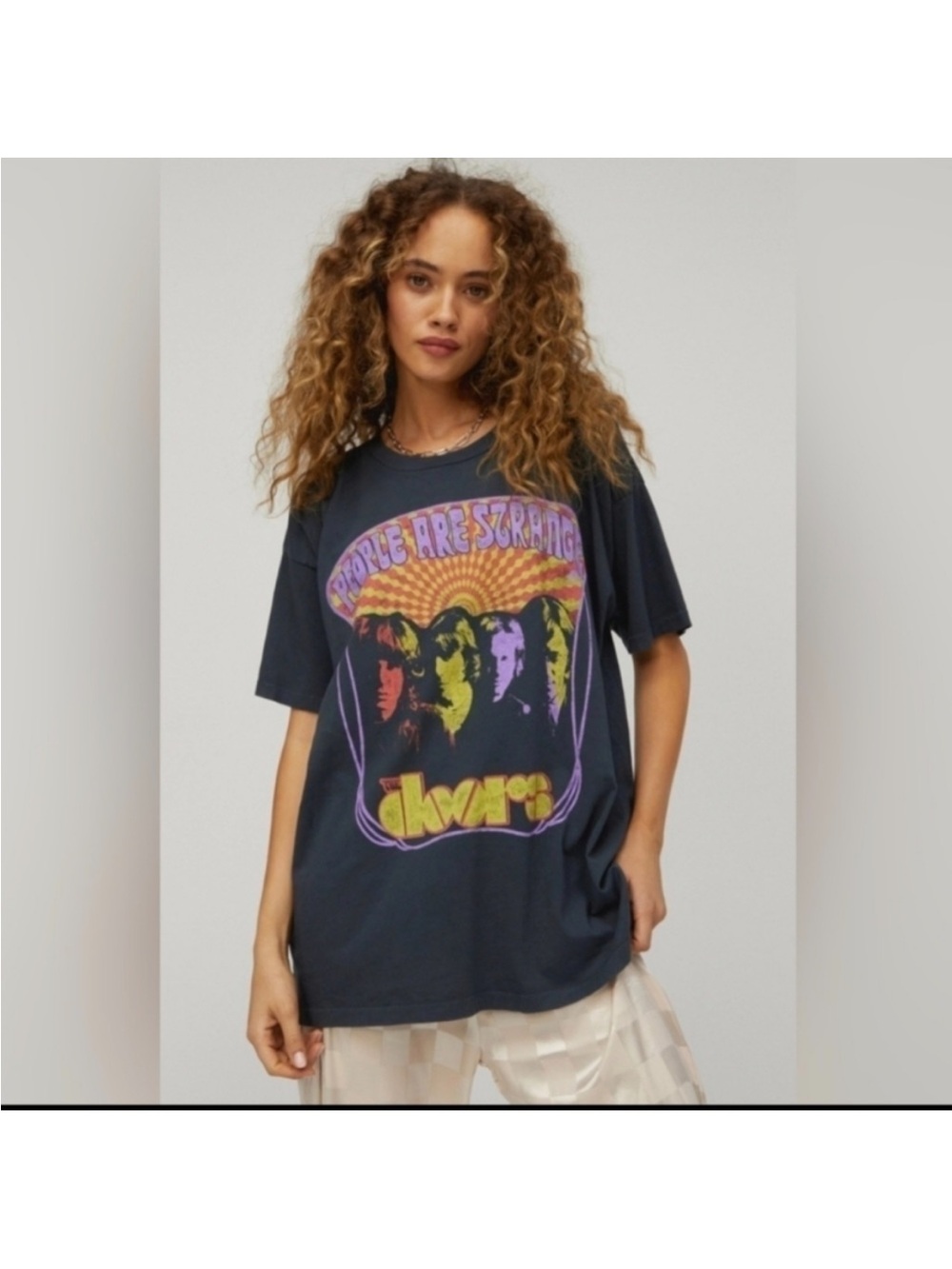 Daydreamer The Doors Graphic Band Tee - Black with Neon Print